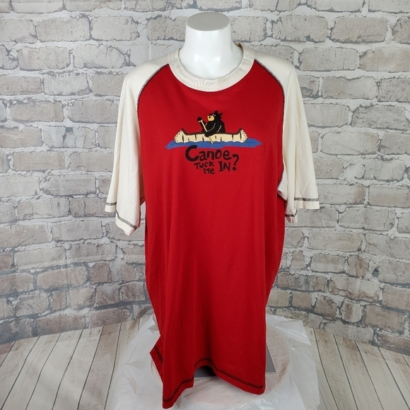 Lazy One  Nightshirt Canoe Tuck Me In Bear Red - Picture 9 of 12
